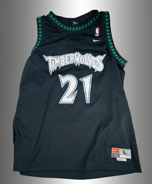 Nike NBA Minnesota Timberwolves #21 Retro Kevin Garnett Black Stitched Jersey Mens